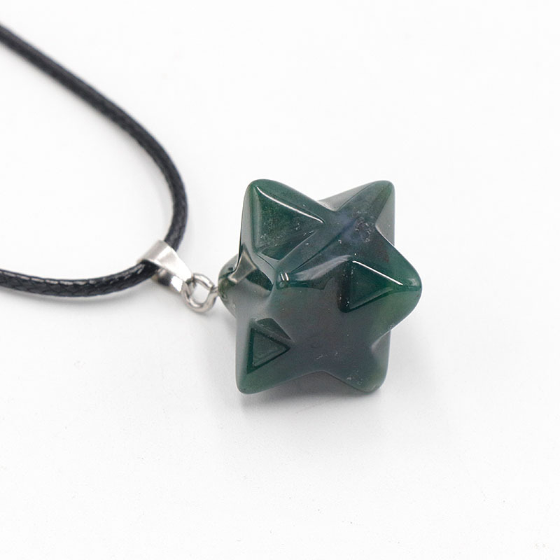 Kristallripats kaelakeele geomeetrilise kuueharulise tähe kujul, ametüstkristall, Nr. 1586 Kaba Star