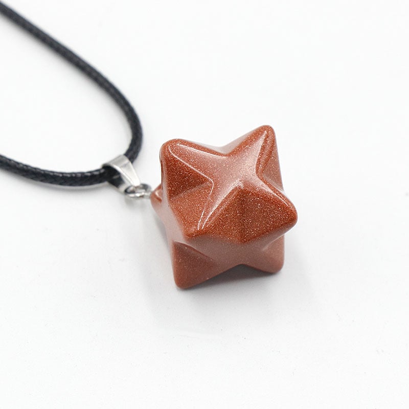 Kristallripats kaelakeele geomeetrilise kuueharulise tähe kujul, ametüstkristall, Nr. 1586 Kaba Star