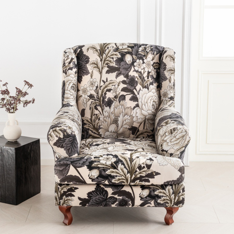 Egyszemélyes kanapévédő, rugalmas poliészter, virágos mintázat, két részes készlet, klasszikus stílus