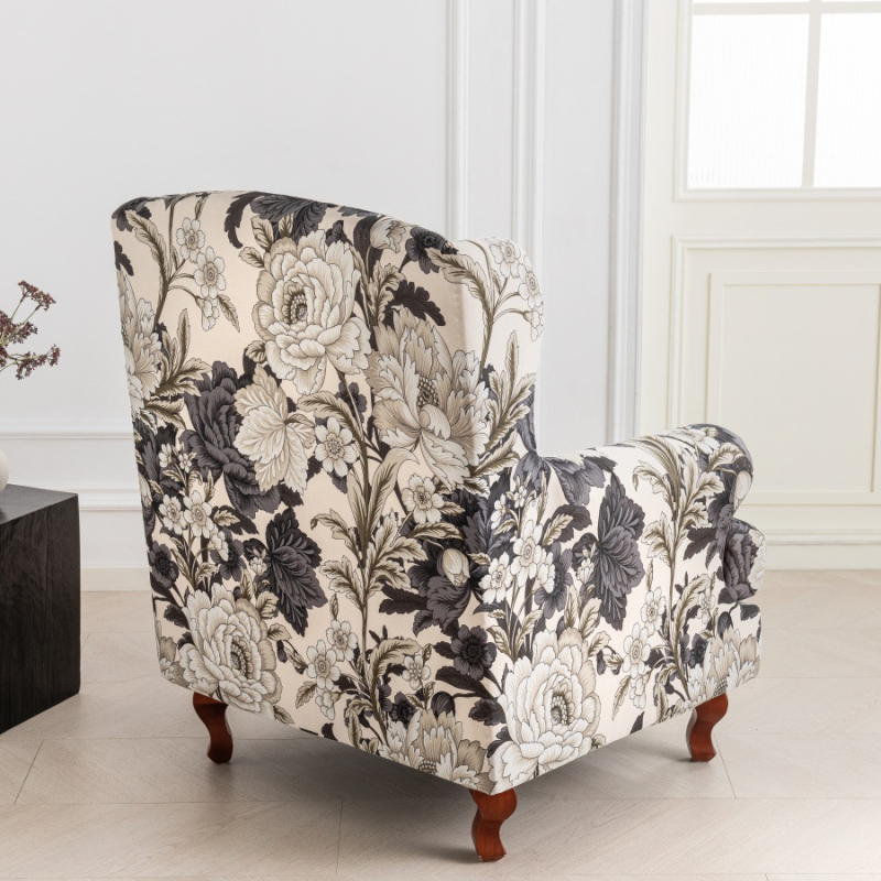 Egyszemélyes kanapévédő, rugalmas poliészter, virágos mintázat, két részes készlet, klasszikus stílus