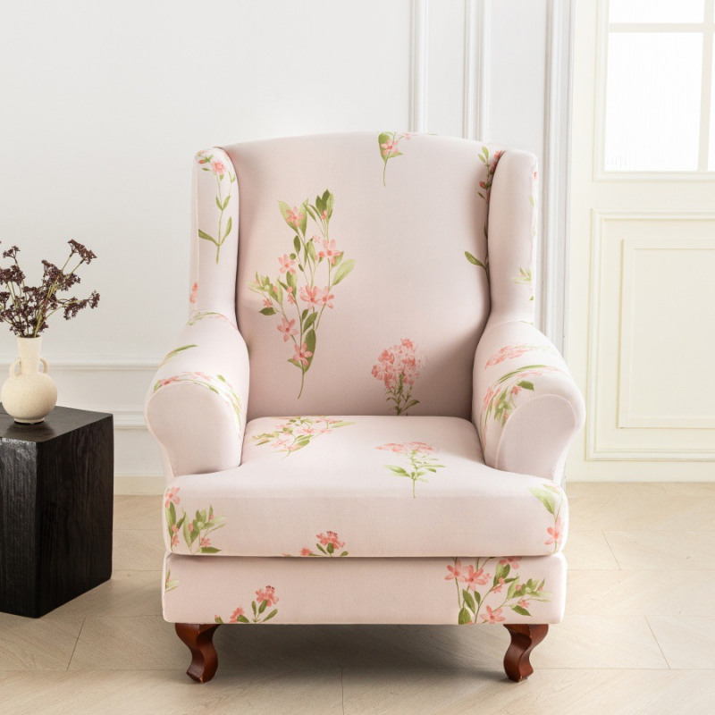 Egyszemélyes kanapévédő, rugalmas poliészter, virágos mintázat, két részes készlet, klasszikus stílus