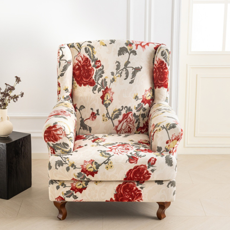 Egyszemélyes kanapévédő, rugalmas poliészter, virágos mintázat, két részes készlet, klasszikus stílus