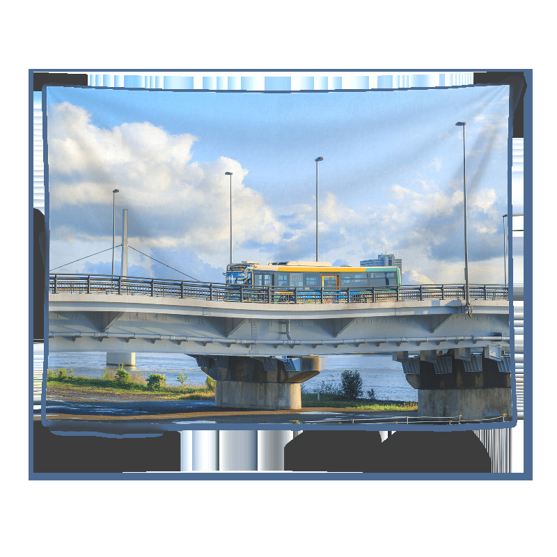 Гоблен за стена в японски стил с пейзаж, правоъгълна форма, полиестер, дигитален термичен трансфер