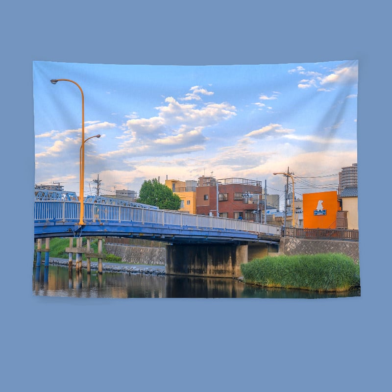 Гоблен за стена в японски стил с пейзаж, правоъгълна форма, полиестер, дигитален термичен трансфер