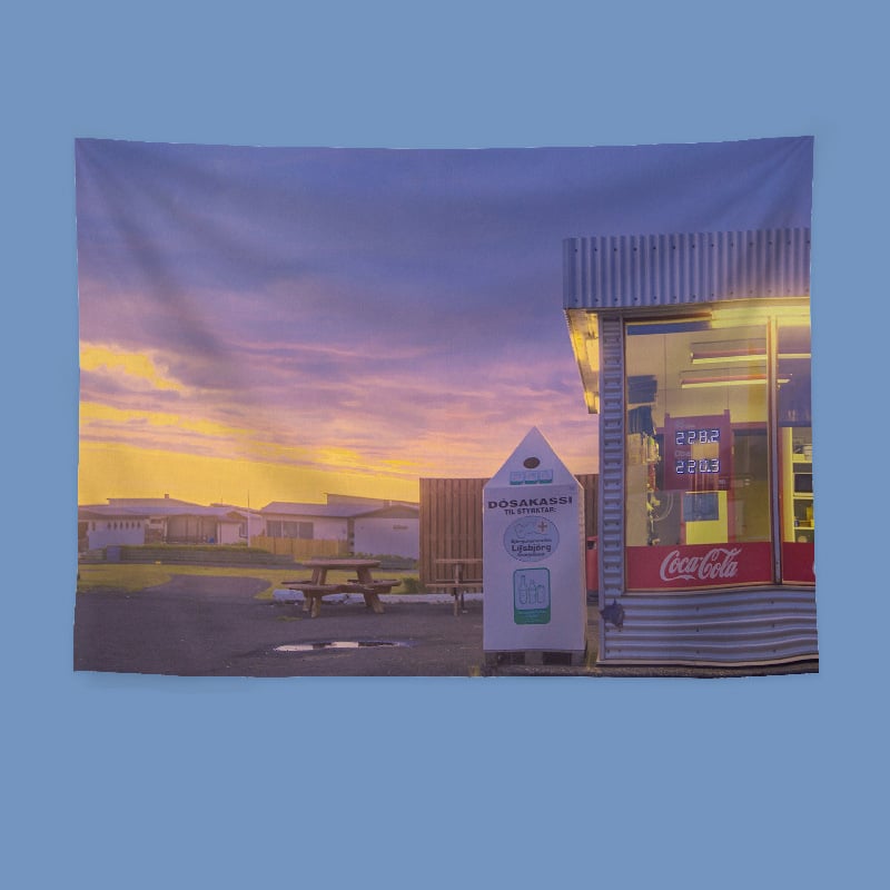 Гоблен за стена в японски стил с пейзаж, правоъгълна форма, полиестер, дигитален термичен трансфер