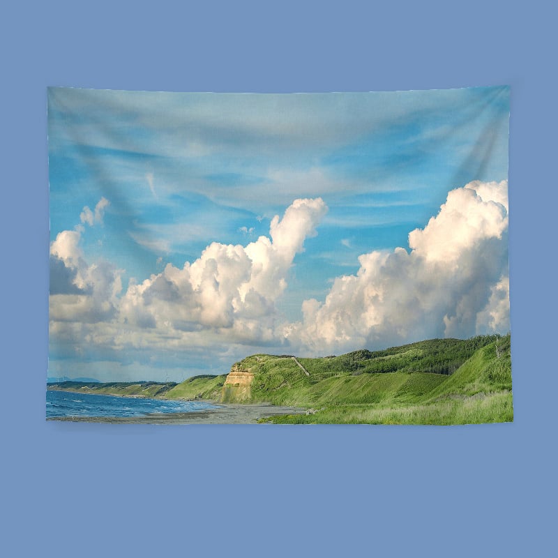 Гоблен за стена в японски стил с пейзаж, правоъгълна форма, полиестер, дигитален термичен трансфер