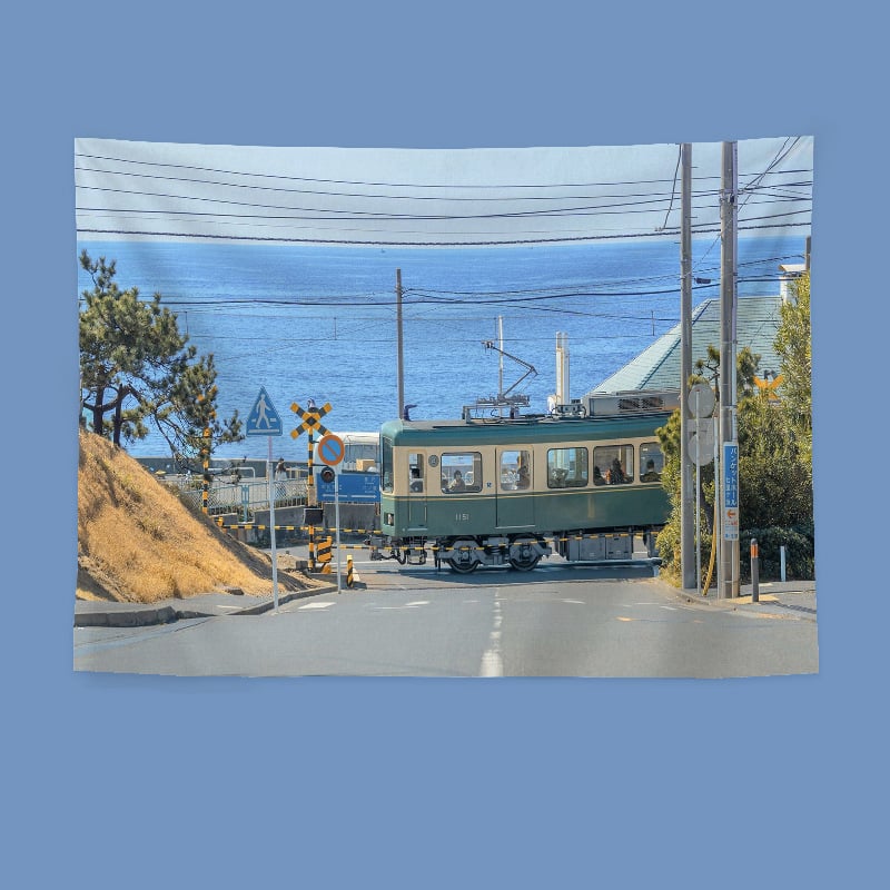 Гоблен за стена в японски стил с пейзаж, правоъгълна форма, полиестер, дигитален термичен трансфер