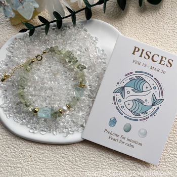 Käevõru kaheteistkümne zodiaki tähemärgiga, küülikupuhakristall, pärlipērli, hõbedaga kaetud vask, Ahao bränd