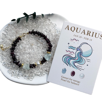 Käevõru kaheteistkümne zodiaki tähemärgiga, küülikupuhakristall, pärlipērli, hõbedaga kaetud vask, Ahao bränd