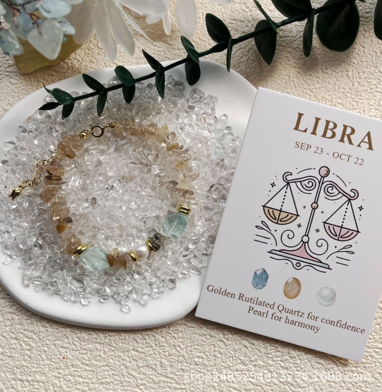 Käevõru kaheteistkümne zodiaki tähemärgiga, küülikupuhakristall, pärlipērli, hõbedaga kaetud vask, Ahao bränd