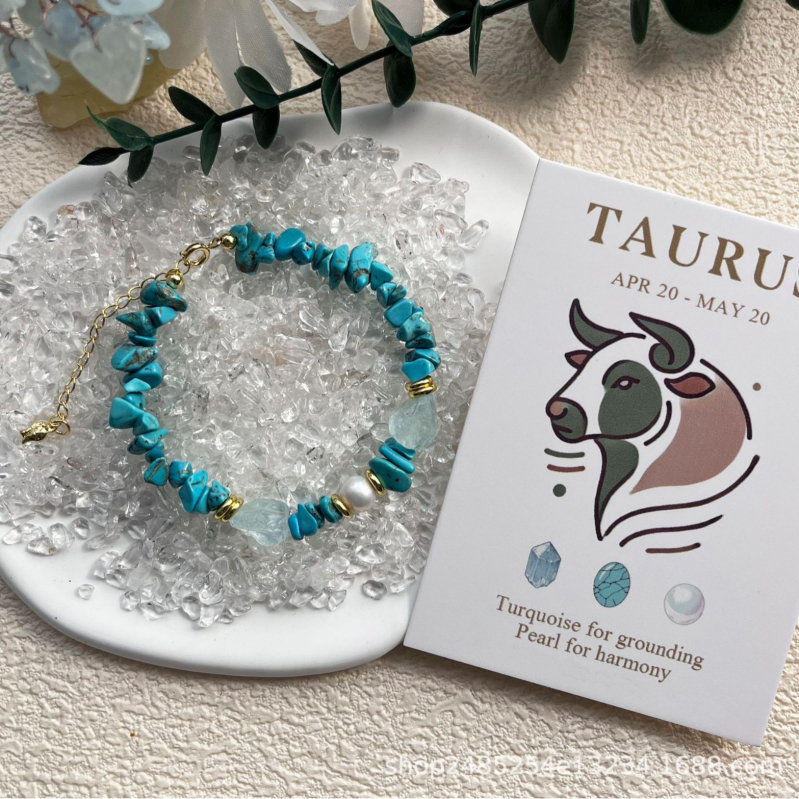 Käevõru kaheteistkümne zodiaki tähemärgiga, küülikupuhakristall, pärlipērli, hõbedaga kaetud vask, Ahao bränd