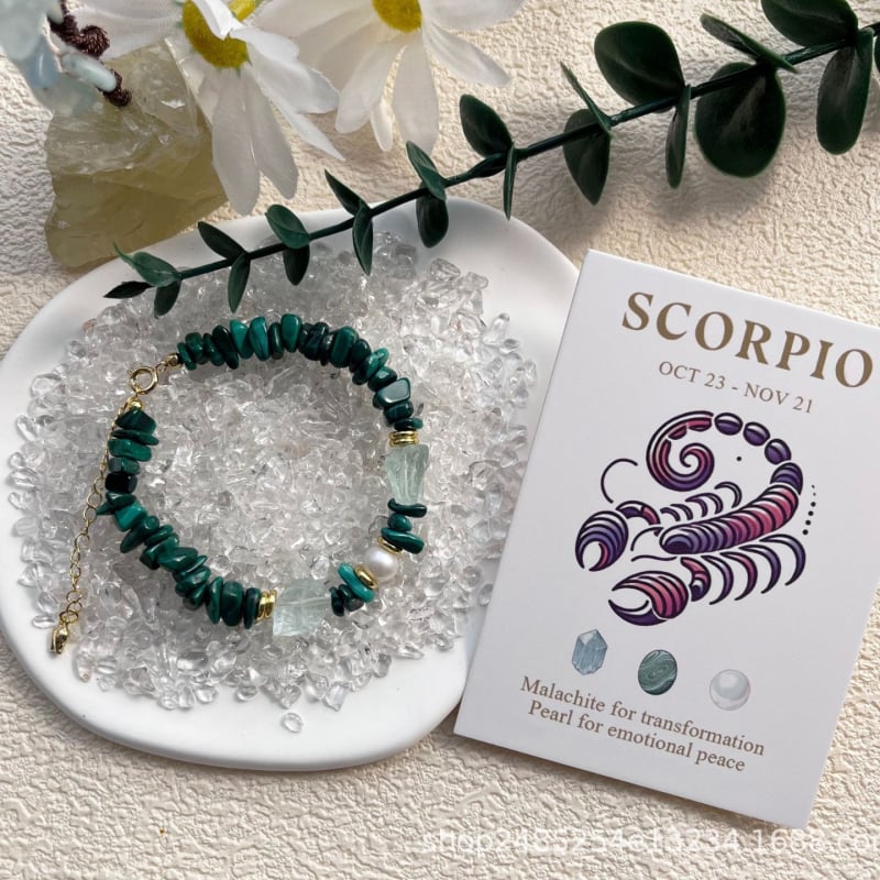 Käevõru kaheteistkümne zodiaki tähemärgiga, küülikupuhakristall, pärlipērli, hõbedaga kaetud vask, Ahao bränd