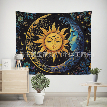 Персонализиран гоблен от полиестер, правоъгълна форма за спалня, по чертежи, дигитален термичен трансфер, 100% полиестер.