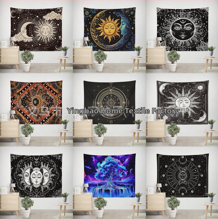 Персонализиран гоблен от полиестер, правоъгълна форма за спалня, по чертежи, дигитален термичен трансфер, 100% полиестер.