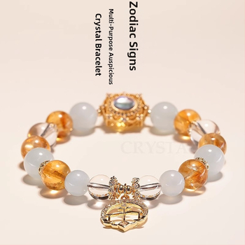 Ametiszt kristály karkötő, csillagkép/zodiákus dizájn, elektroplakkolás, nők számára