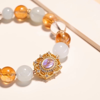 Ametiszt kristály karkötő, csillagkép/zodiákus dizájn, elektroplakkolás, nők számára