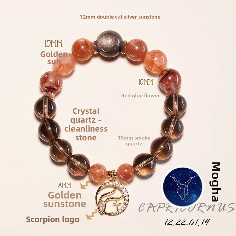 Ametiszt kristály karkötő, csillagkép/zodiákus dizájn, elektroplakkolás, nők számára