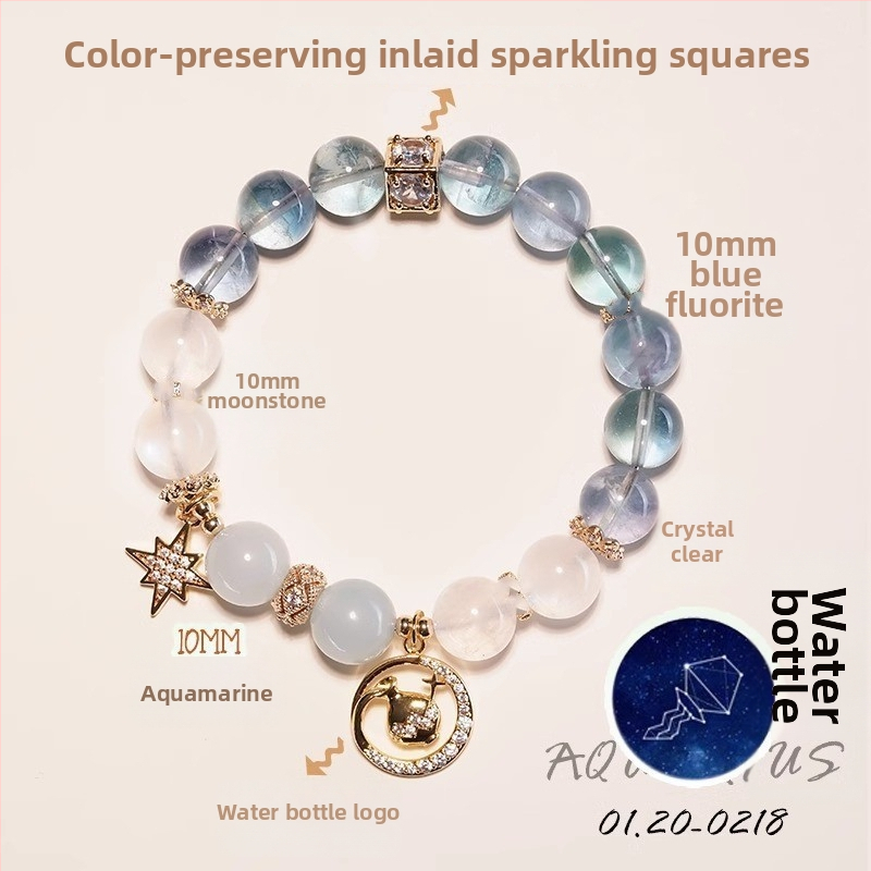 Ametiszt kristály karkötő, csillagkép/zodiákus dizájn, elektroplakkolás, nők számára