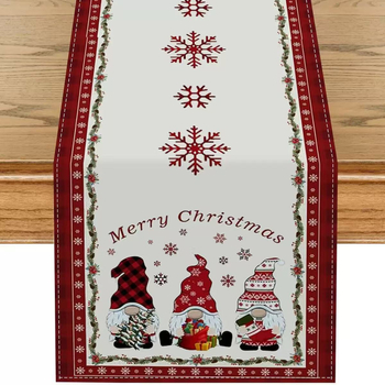 Asztalterítő futó, nordic stílus, 100% len, rajzfilm mintázat, testre szabható