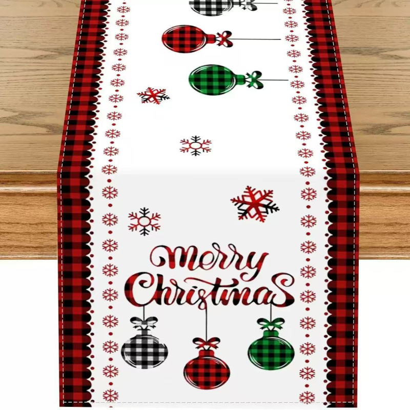 Asztalterítő futó, nordic stílus, 100% len, rajzfilm mintázat, testre szabható