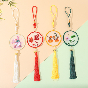 Privjesak za auto sa Su vezom – Novi kineski stil, gazasta tkanina, završni križni šav