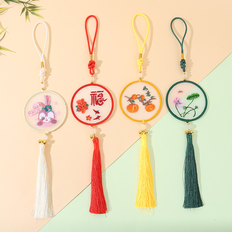 Privjesak za auto sa Su vezom – Novi kineski stil, gazasta tkanina, završni križni šav