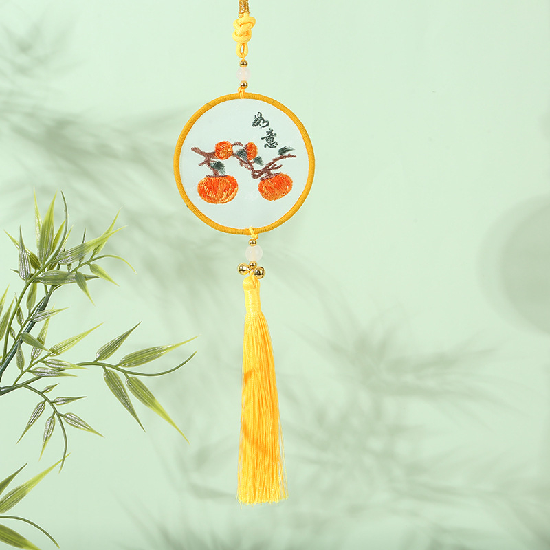 Privjesak za auto sa Su vezom – Novi kineski stil, gazasta tkanina, završni križni šav