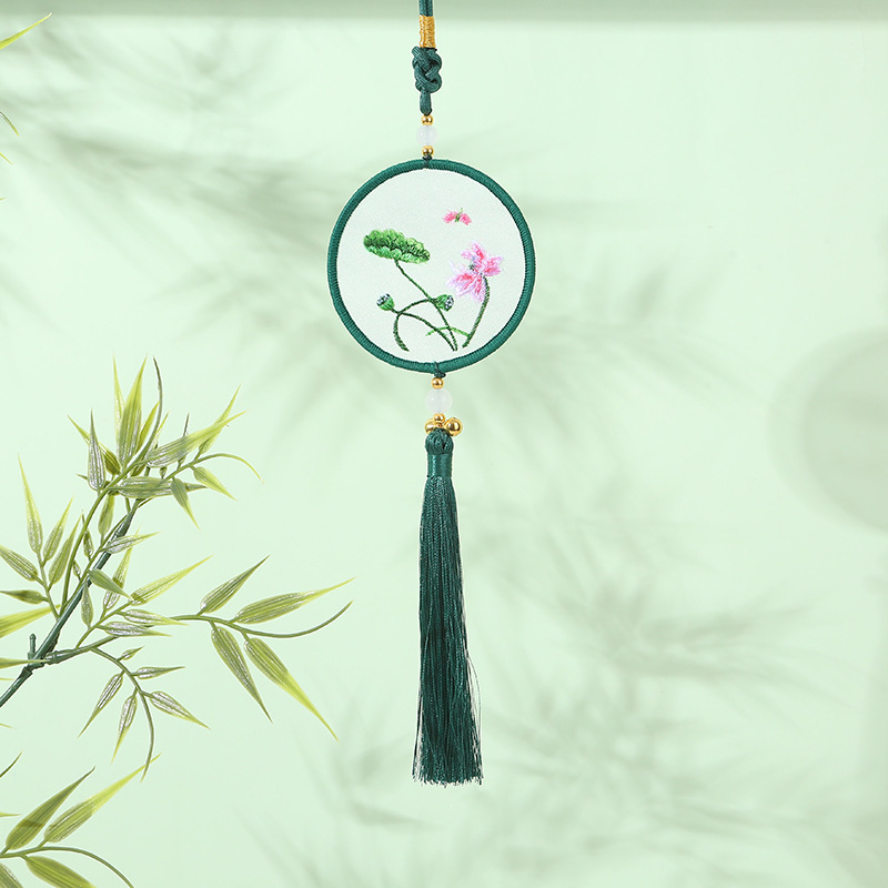 Privjesak za auto sa Su vezom – Novi kineski stil, gazasta tkanina, završni križni šav