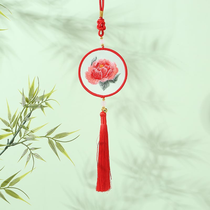 Privjesak za auto sa Su vezom – Novi kineski stil, gazasta tkanina, završni križni šav