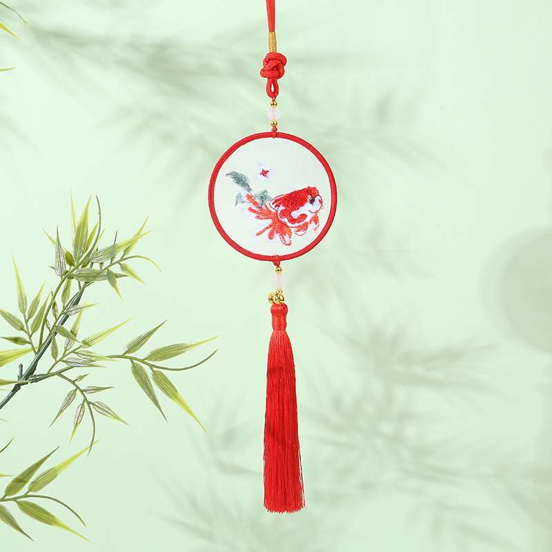 Privjesak za auto sa Su vezom – Novi kineski stil, gazasta tkanina, završni križni šav