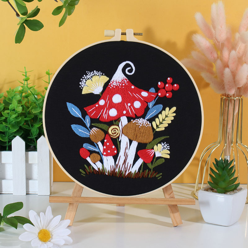 Nordijski stil pamučni set za vezenje s motivima gljiva, puža i cvijeća