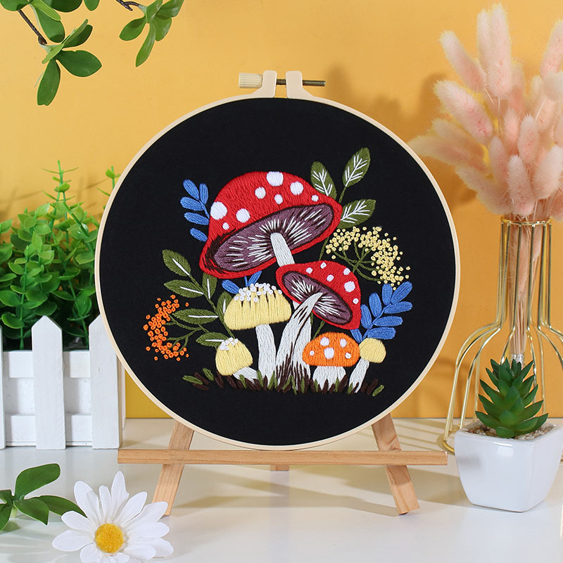Nordijski stil pamučni set za vezenje s motivima gljiva, puža i cvijeća