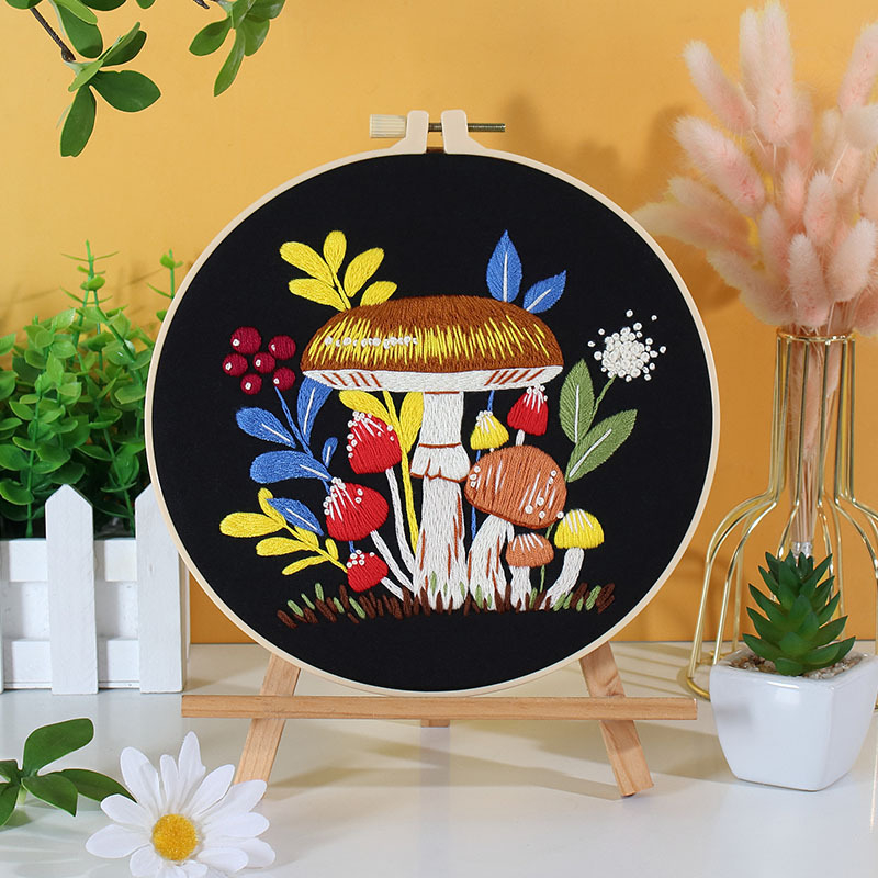 Nordijski stil pamučni set za vezenje s motivima gljiva, puža i cvijeća