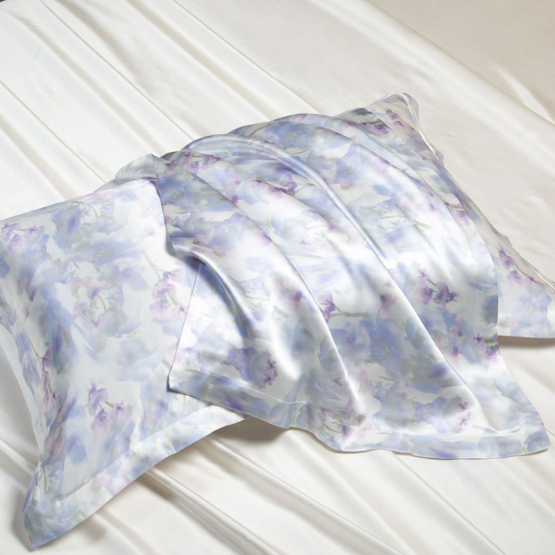 Set de două fețe de pernă din mătase Mulberry, 40 Momme, 100% mătase, imprimare reactive, stil lux lejer