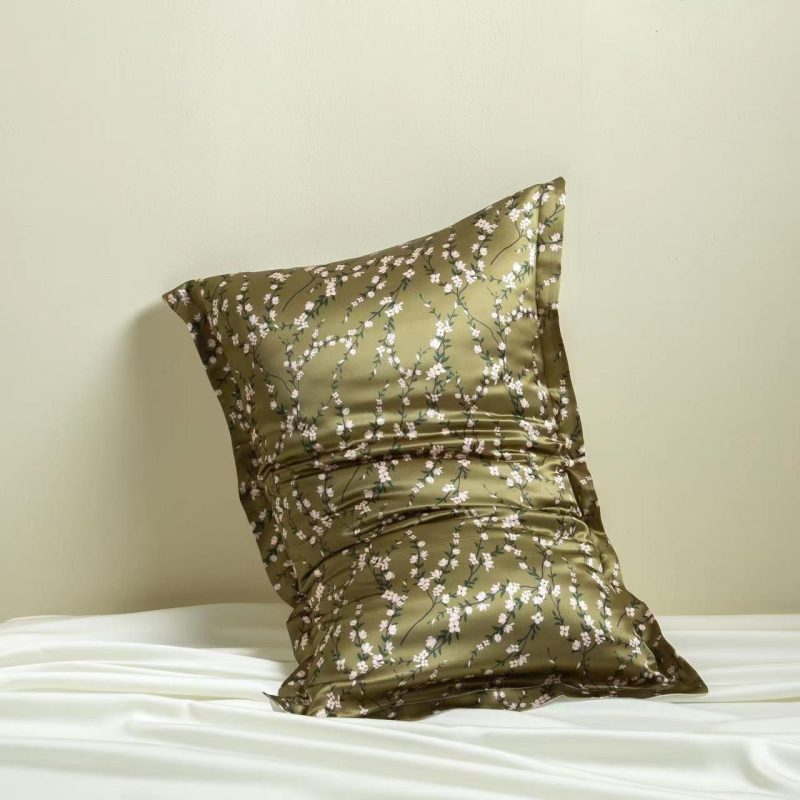 Set de două fețe de pernă din mătase Mulberry, 40 Momme, 100% mătase, imprimare reactive, stil lux lejer