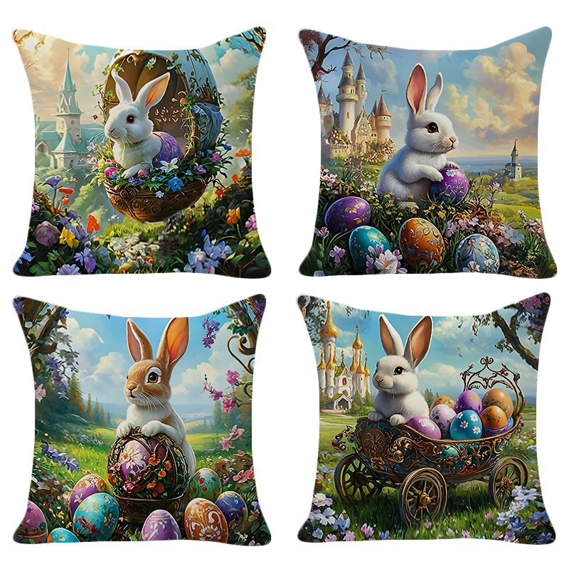 Nordijski uskrsni zeko navlaka za jastuk, 45×45 cm, crtani motiv