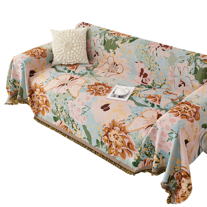 Poliészter-pamut kanapévédő növény- és virágmintával, moduláris kanapéhoz, Skandináv stílusú, porvédő