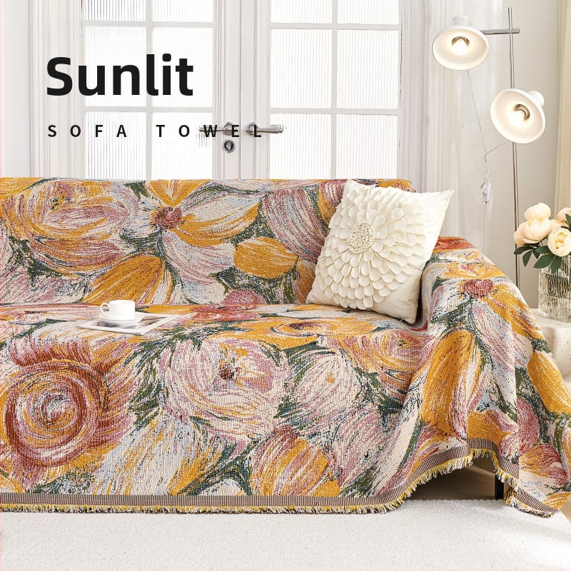 Poliészter-pamut kanapévédő növény- és virágmintával, moduláris kanapéhoz, Skandináv stílusú, porvédő