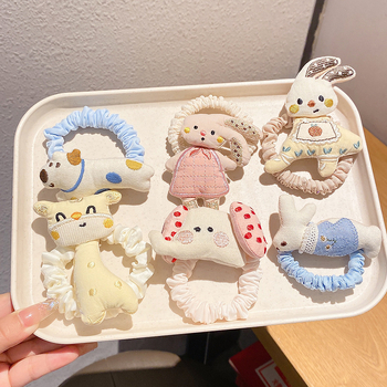 Gyerekeknek való plüss hajgumi, mintával állatok, kézzel készített, 3-6, 6-10 és 10+ éveseknek