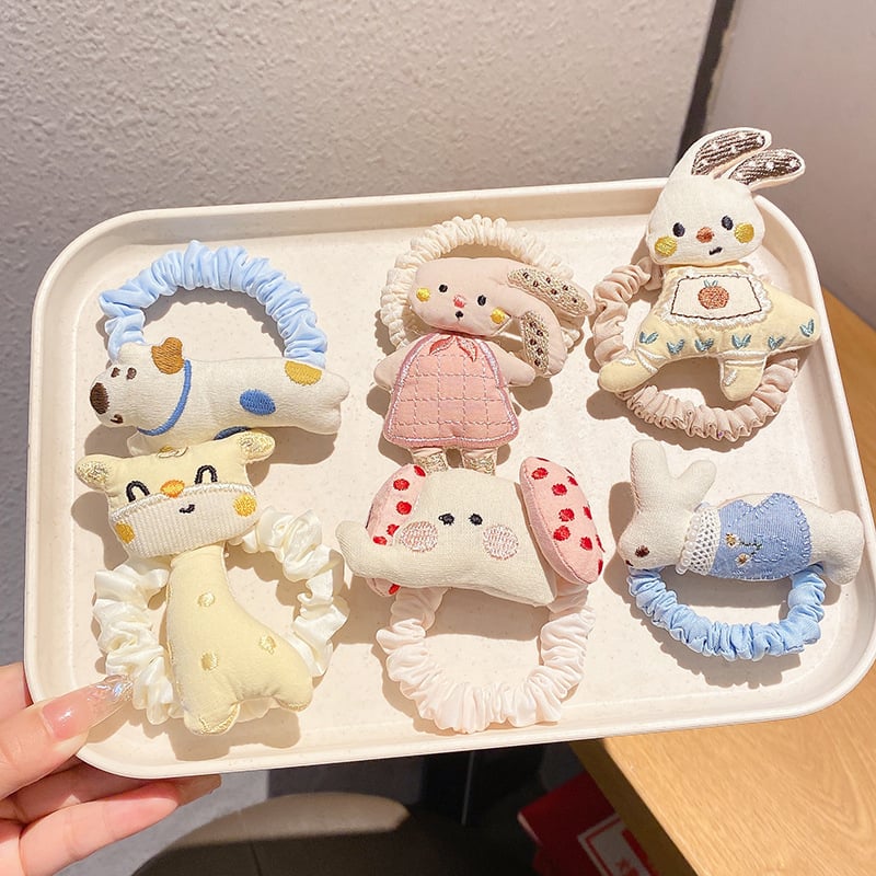 Gyerekeknek való plüss hajgumi, mintával állatok, kézzel készített, 3-6, 6-10 és 10+ éveseknek