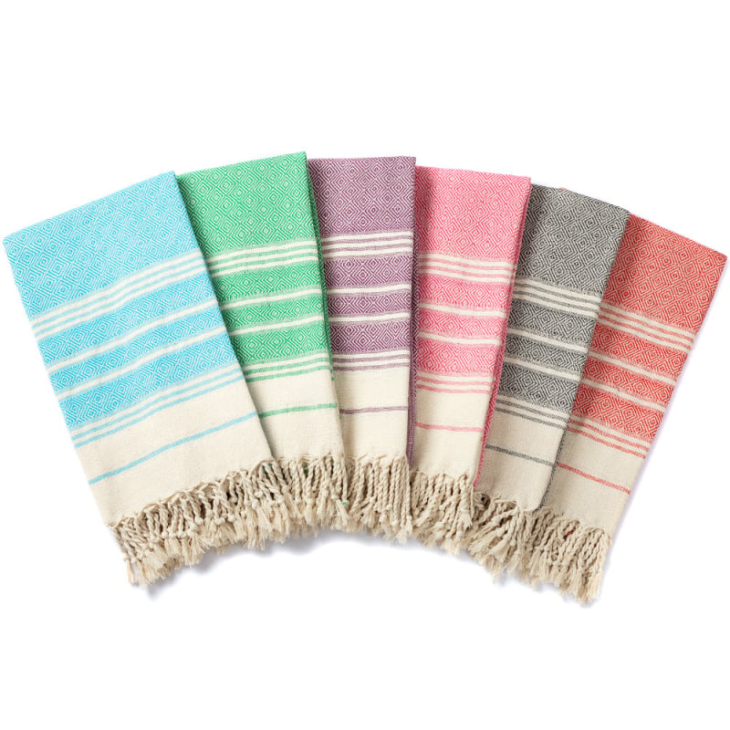Sheng Peng Plažni ručnik od 100% pamuka s dijamantnim jacquard uzorkom i resicama, debeli, iznimno mekan