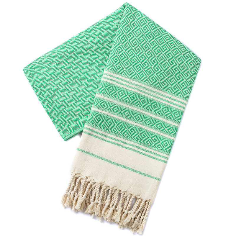 Sheng Peng Plažni ručnik od 100% pamuka s dijamantnim jacquard uzorkom i resicama, debeli, iznimno mekan
