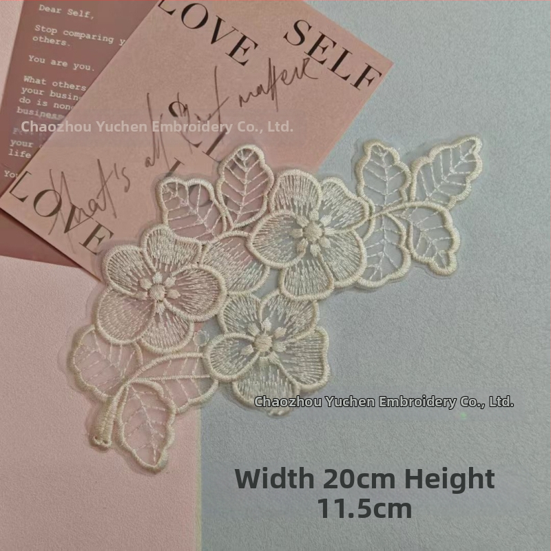 Vyšívaná čipková appliácia z organzy na oblečenie — Materiál: organza; Rozsah použitia: oblečenie; Značka: Yu Cheng embroidery