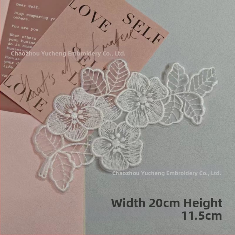 Κέντημένο appliqué δαντέλας organza για ρούχα — Υλικό: organza; Εφαρμογή: ενδύματα; Μάρκα: Yu Cheng embroidery