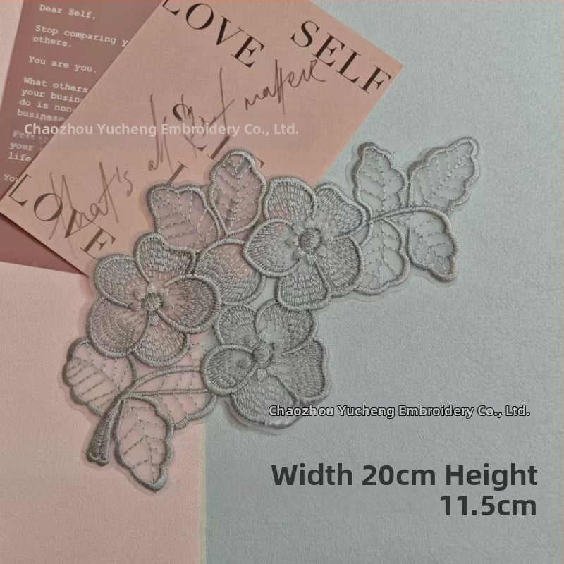 Κέντημένο appliqué δαντέλας organza για ρούχα — Υλικό: organza; Εφαρμογή: ενδύματα; Μάρκα: Yu Cheng embroidery