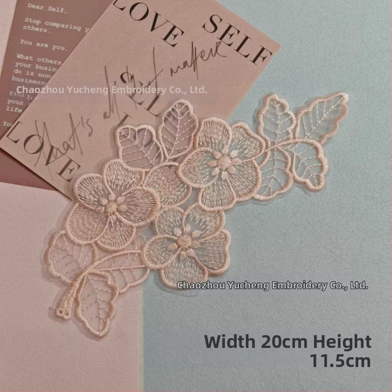 Κέντημένο appliqué δαντέλας organza για ρούχα — Υλικό: organza; Εφαρμογή: ενδύματα; Μάρκα: Yu Cheng embroidery