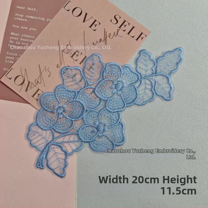 Κέντημένο appliqué δαντέλας organza για ρούχα — Υλικό: organza; Εφαρμογή: ενδύματα; Μάρκα: Yu Cheng embroidery