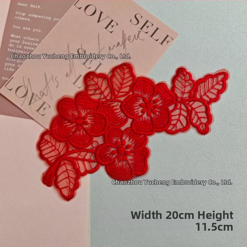 Κέντημένο appliqué δαντέλας organza για ρούχα — Υλικό: organza; Εφαρμογή: ενδύματα; Μάρκα: Yu Cheng embroidery