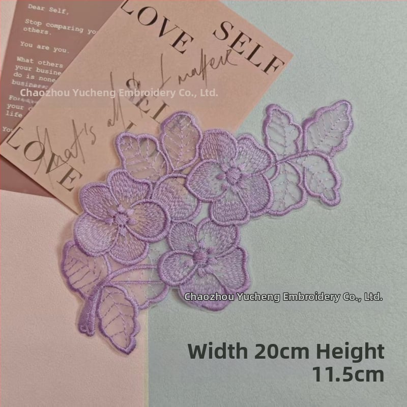 Κέντημένο appliqué δαντέλας organza για ρούχα — Υλικό: organza; Εφαρμογή: ενδύματα; Μάρκα: Yu Cheng embroidery