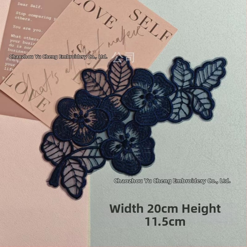 Κέντημένο appliqué δαντέλας organza για ρούχα — Υλικό: organza; Εφαρμογή: ενδύματα; Μάρκα: Yu Cheng embroidery